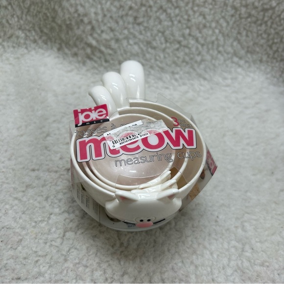 Meow kitty plastic measureing cups 2015 MSC 3 pc stackable white pink - Picture 2 of 8